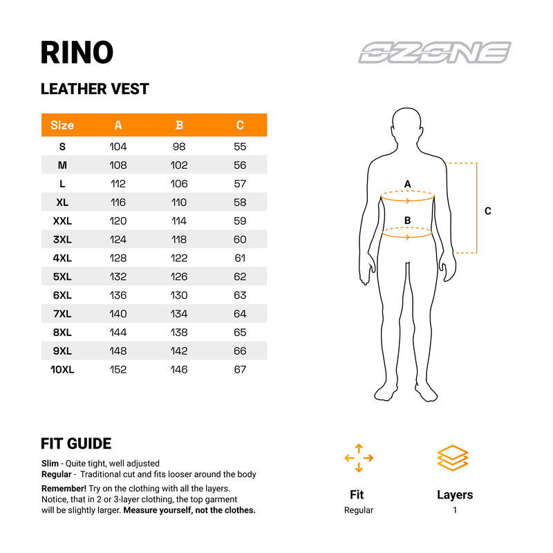 Ozon mc-læder vest rino sort