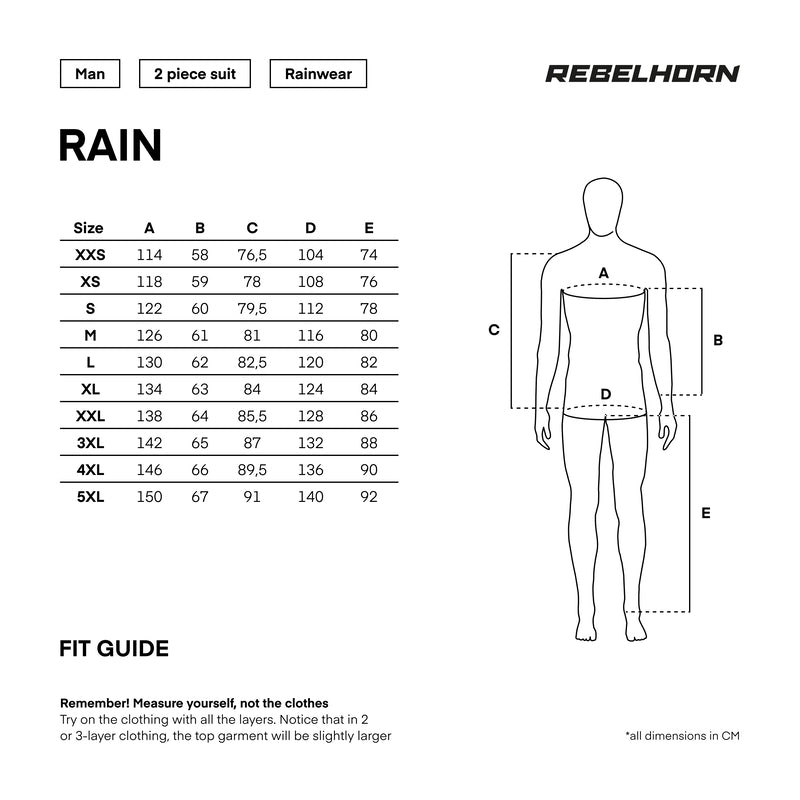 Rebelhorn Rain sæt 2-delt regn sort /influenza