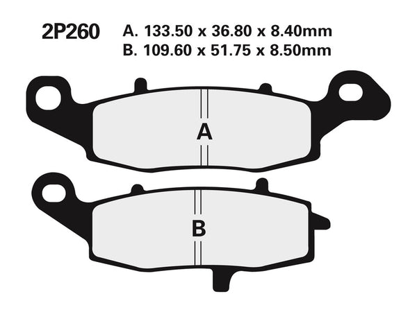 Nissin Street Semi-Metallic Brake Pads-2p-260ns 2p-260ns
