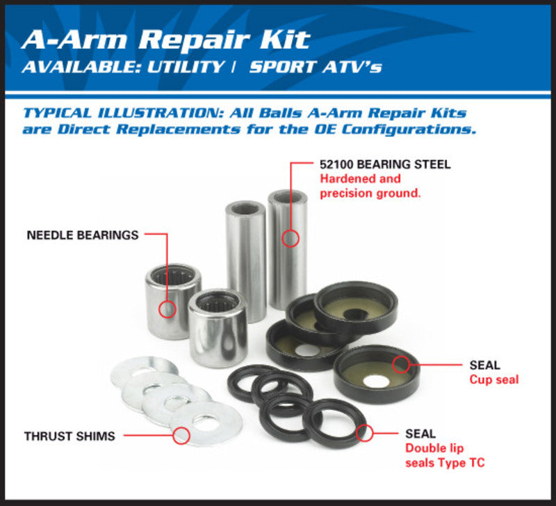 ALL BALLS Lower/Upper A-Arm Reconditioning Kit Can Am Maverick 50-1133