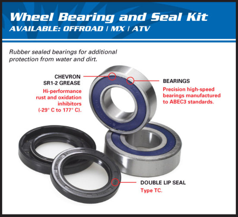 ALL BALLS Rear Wheel Bearing Kit Yamaha YFM125/250R/350R Raptor 25-1508