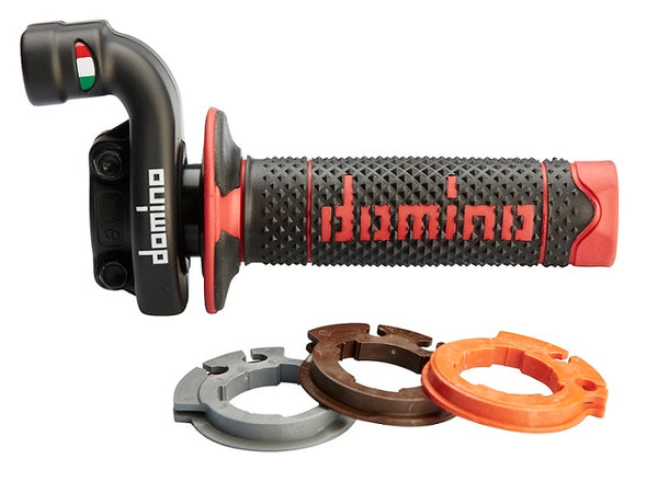 Domino Krk throttle håndtag med greb sort/rød 5209.03-00