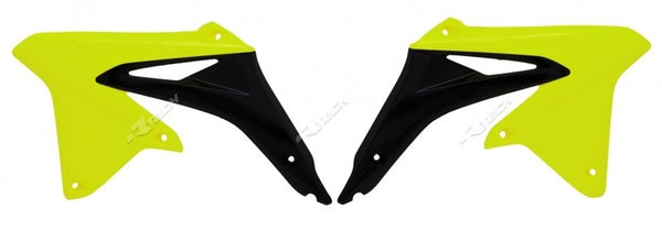 Racetech Radiator Covers Neon Yellow/Black Suzuki RM-Z450 R-CVRMZGFNR08