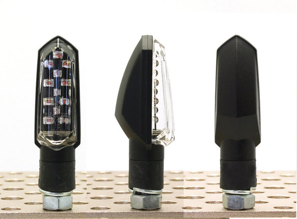 V Dele Bud LED -blinkere - Sort | Universal | 6pp99T091b (par)