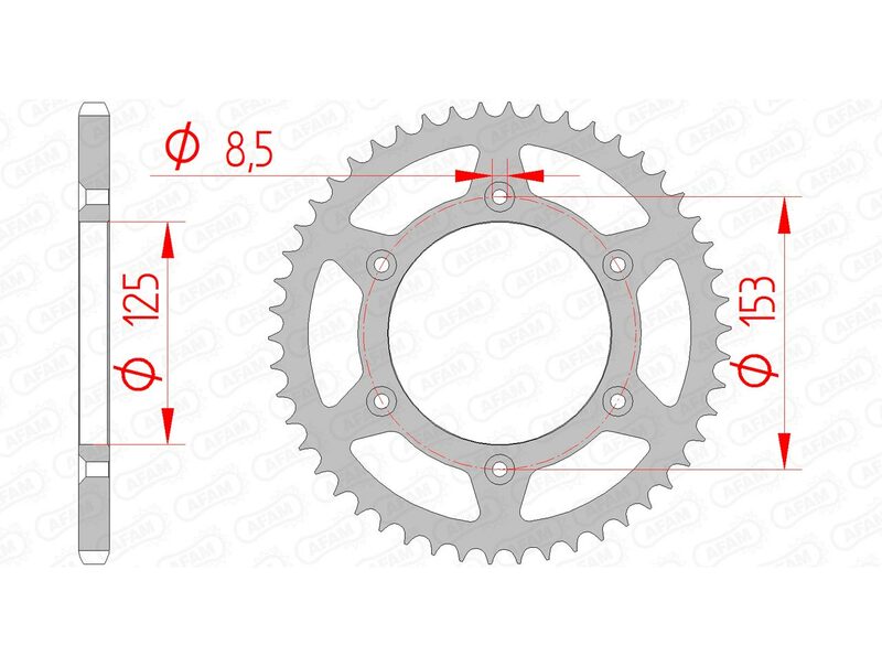 AFAM STEEL STANDARD BACK SPROCK 10212 - 520