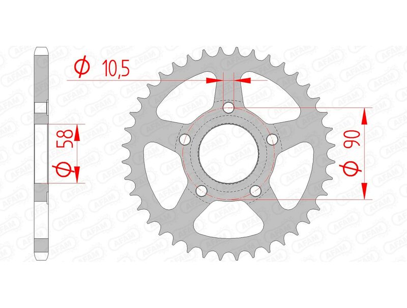 AFAM STEEL STANDARD BACK SPROCK 10215 - 520