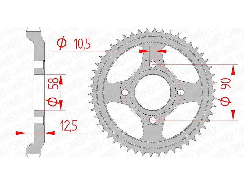 AFAM STEEL STANDARD BACK SPROCK 10216 - 428