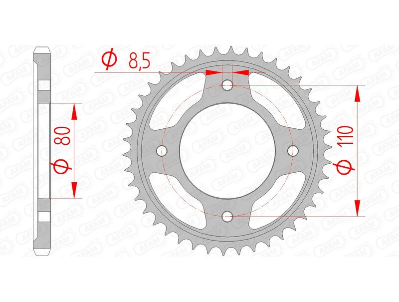 AFAM Steel Standard Rear Sprock 10235 - 428