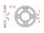 AFAM Steel Standard bakre drev 10401 - 530, kompatibelt med Honda CB 250, 350, 360 och 400. Teknisk ritning med detaljerade mått.