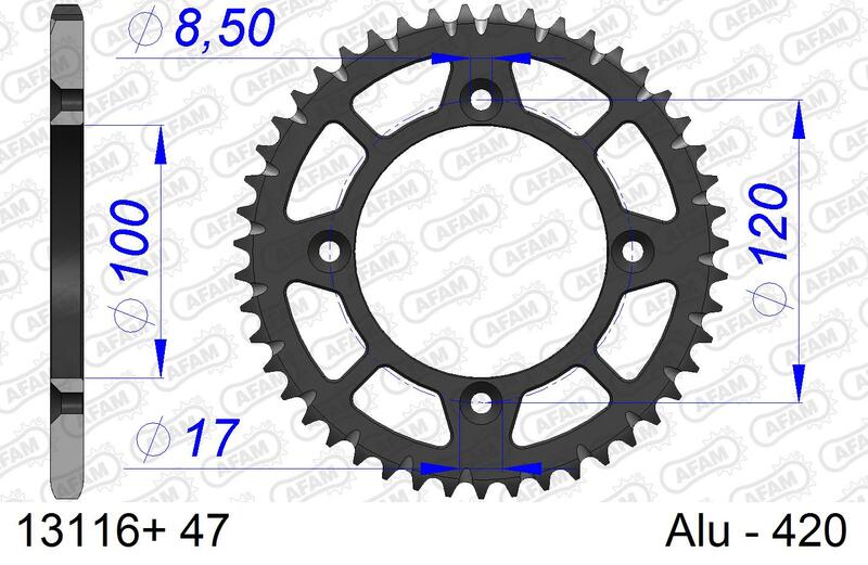 AFAM ALUMINUM ULTRA -LIGHT HARD ANODIZED REAR SPROPET 13116 - 420