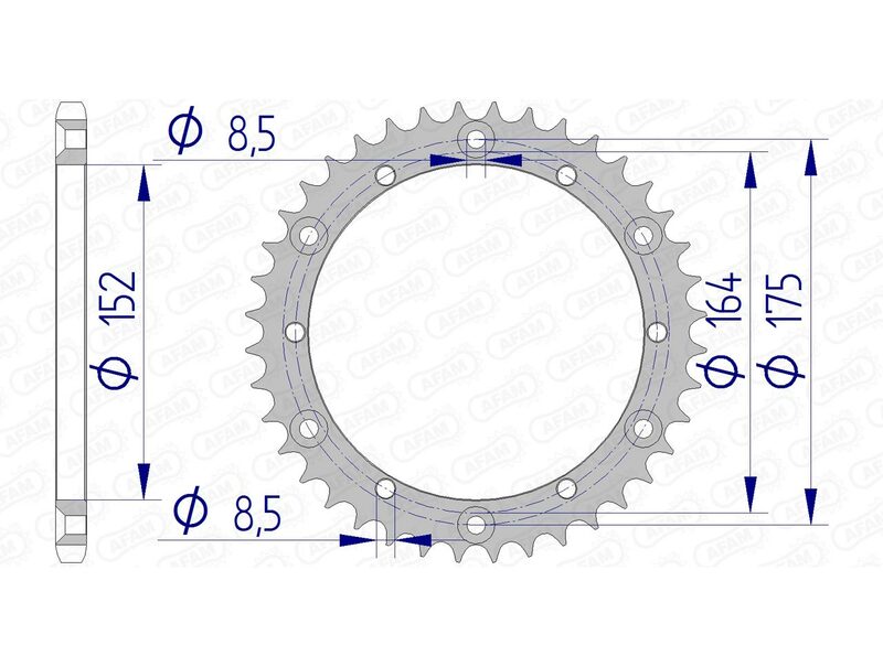 Afam aluminium bageste tandhjul 13500 - 520