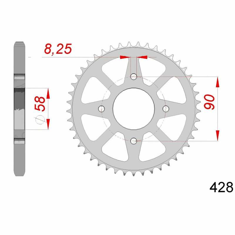 AFAM STEEL STANDARD BACK SPROCK 14212 - 428