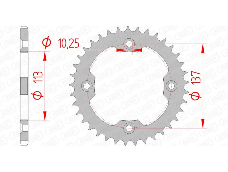 AFAM STEEL STANDARD BACK SPROCK 14412 - 520