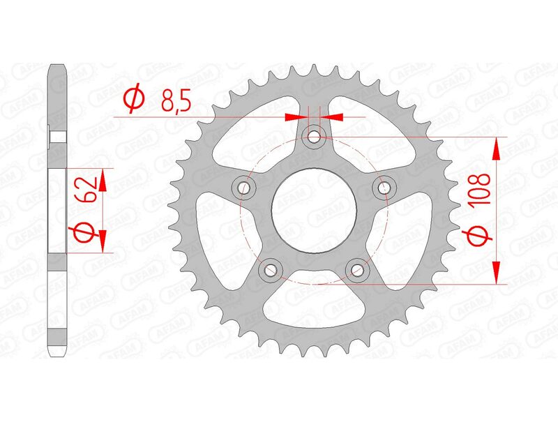 AFAM STEEL STANDARD BACK SPROCK 44203 - 520