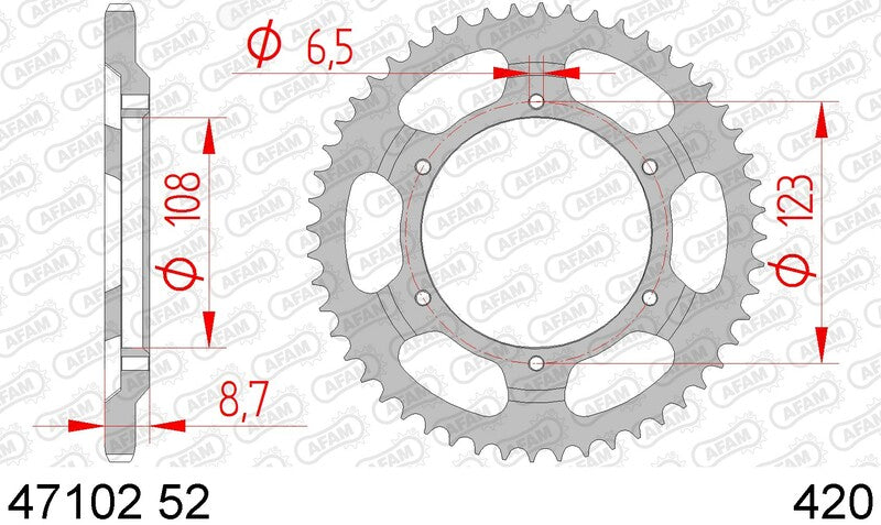 AFAM STEEL STANDARD BACK SPROCK 47102 - 420