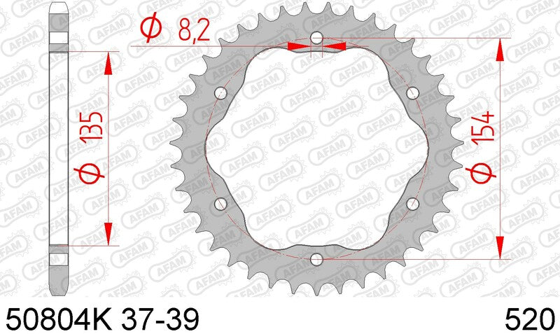 AFAM STEEL STANDARD BAGGROPET 50804K - 520 - kræver en AFAM -bagerste Spropet -bærer