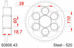 AFAM STEEL STANDARD BACK SPROCK 50806 - 520