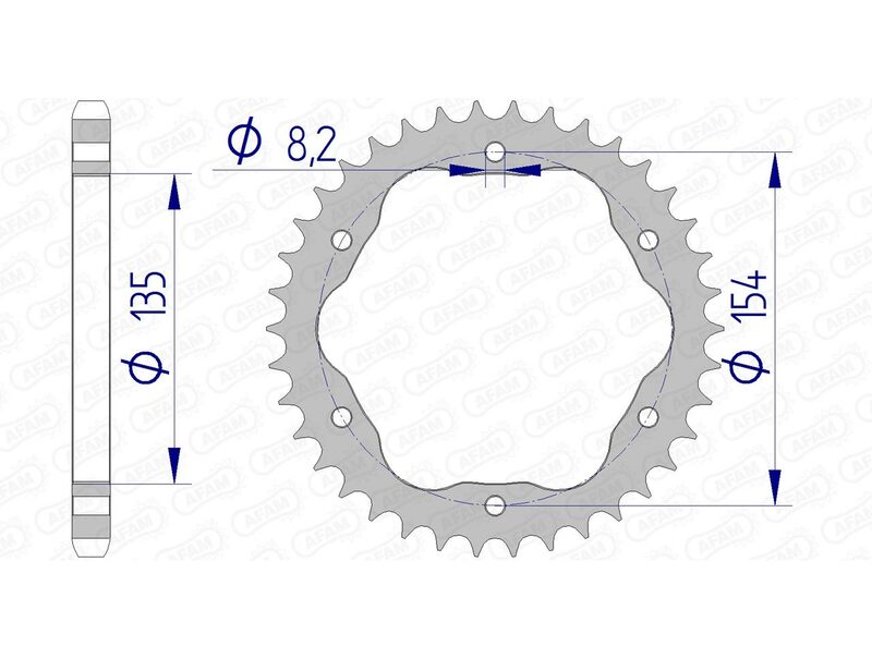 AFAM Aluminium Bagerste sprock 51803 - 525 - Kræver en AFAM bageste sprock -bærer