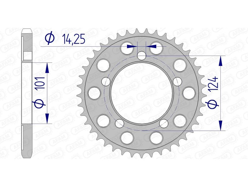 AFAM Aluminium bageste tandhjul 72801 - 525