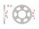 AFAM Steel Standard Bakdrev 80105 - 420, kompatibelt med Rieju RR, SMX och Spike 50. Precisionsdesign med 100 mm bultcirkel och 8,5 mm håldiameter.