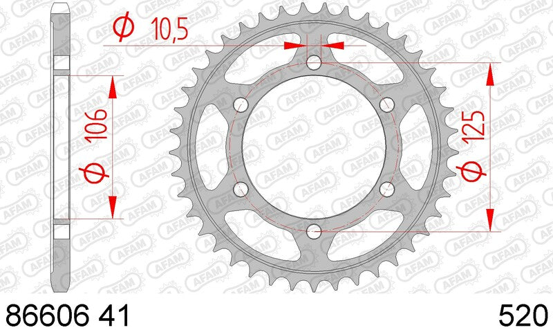 AFAM STEEL STANDARD BACK SPROCK 86606 - 520