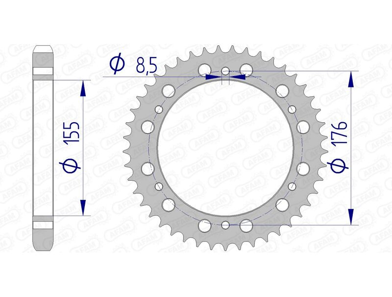 Afam aluminium bageste tandhjul 87601 - 530