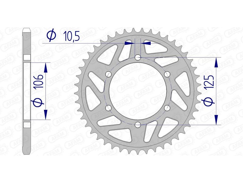 AFAM Aluminium bageste tandhjul 87606 - 520