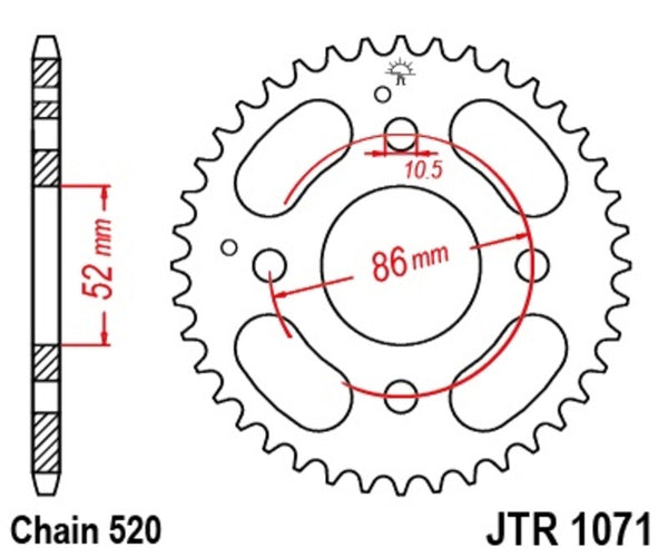 JT Sprock's Steel Standard bageste sprock 1071 - 520 JTR1071.30