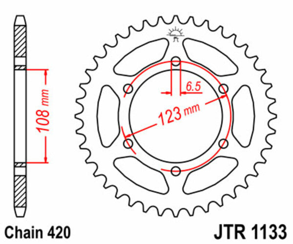 JT Sprock's Steel Standard Rear Sprocket 1133 - 420 JTR1133.53