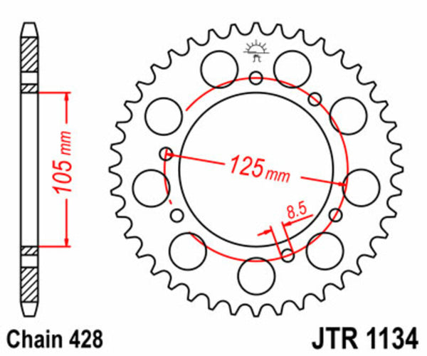 JT Sprock's Steel Standard Rear Sprock 1134 - 428 JTR1134.52