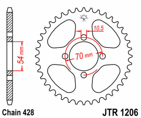 JT Sprock's Steel Standard bageste sprock 1206 - 428 JTR1206.42