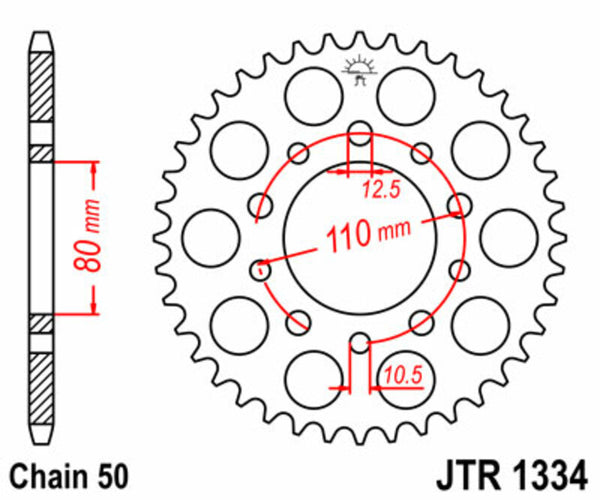 JT Sprock's Steel Standard Rear Sprock 1334 - 530 JTR1334.45