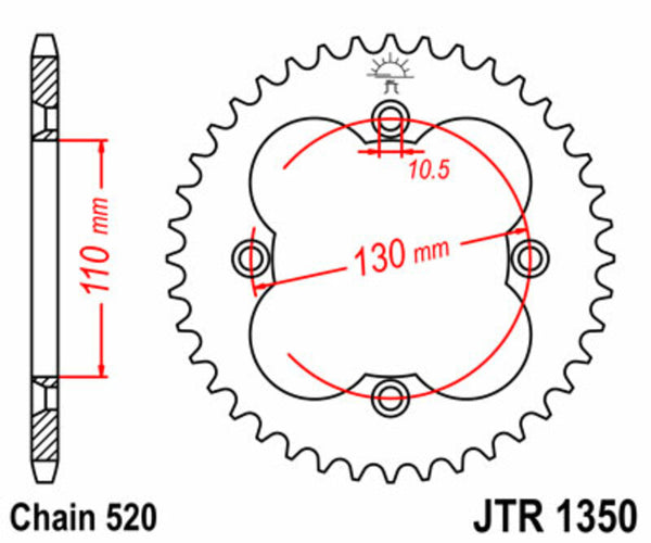 JT Sprock's Steel Standard bageste sprock 1350 - 520 JTR1350.36