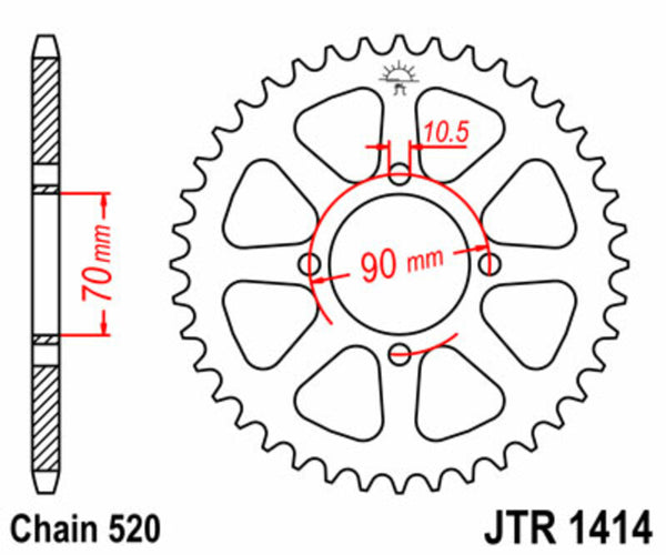 JT Sprock's Steel Standard Rear Sprock 1414 - 520 JTR1414.43