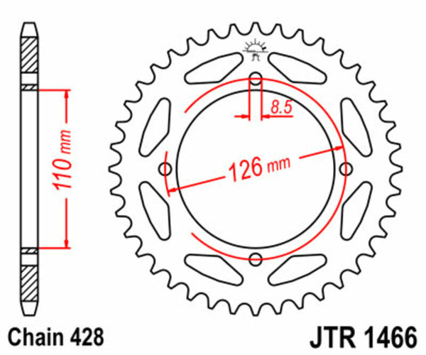 JT Sprock's Steel Standard bageste sprock 1466 - 428 JTR1466.47