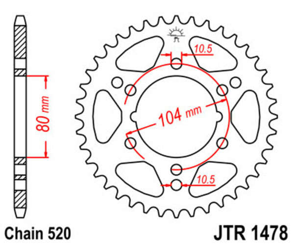 JT Sprock's Steel Standard bageste sprock 1478 - 520 JTR1478.43