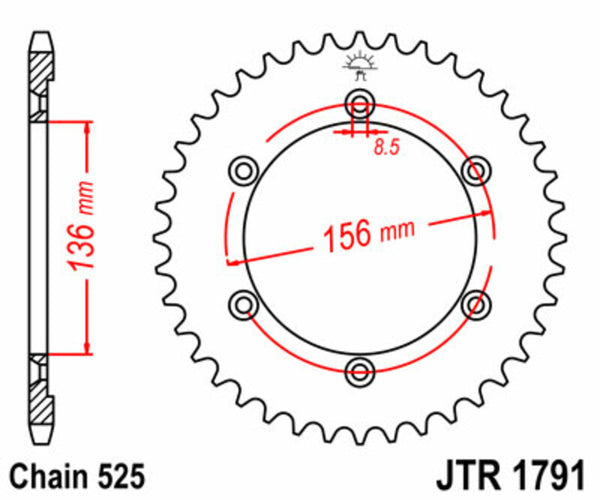 JT Sprock's Steel Standard bageste sprock 1791 - 525 JTR1791.43