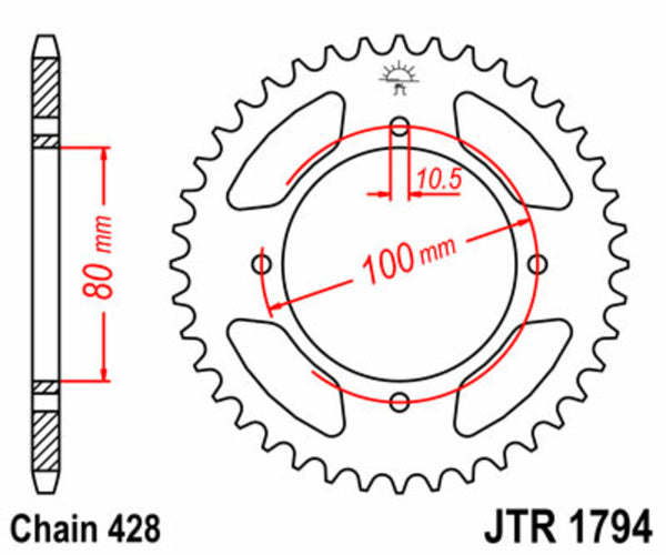 JT Sprock's Steel Standard Rear Sprock 1794 - 428 JTR1794.45