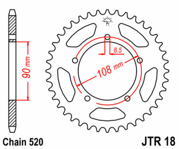 JT Sprock's Steel Standard bageste sprock 18 - 520 JTR18.43
