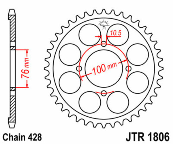 JT Sprock's Steel Standard bageste sprock 1806 - 428 JTR1806.47