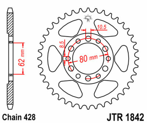 JT Sprock's Steel Standard Rear Sprock 1842 - 428 JTR1842.50
