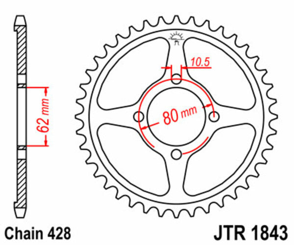 JT Sprock's Steel Standard bageste sprock 1843 - 428 JTR1843.54