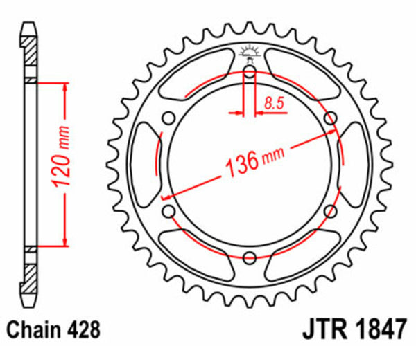 JT Sprock's Steel Standard Rear Sprock 1847 - 428 JTR1847.55