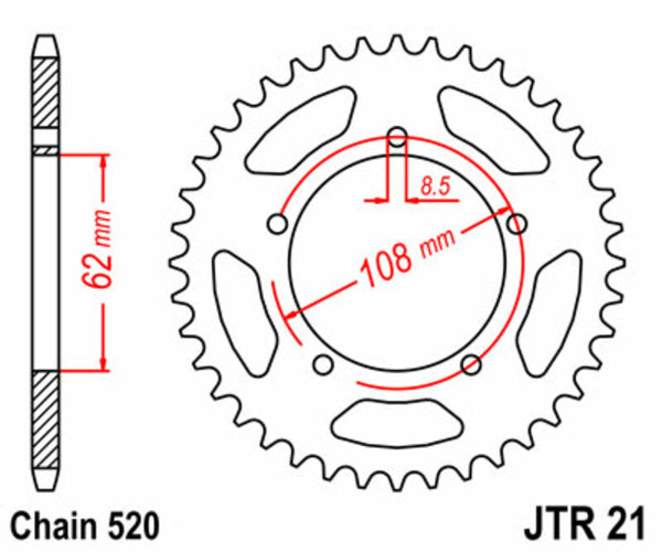 JT Sprock's Steel Standard bageste sprock 21 - 520 JTR21.40