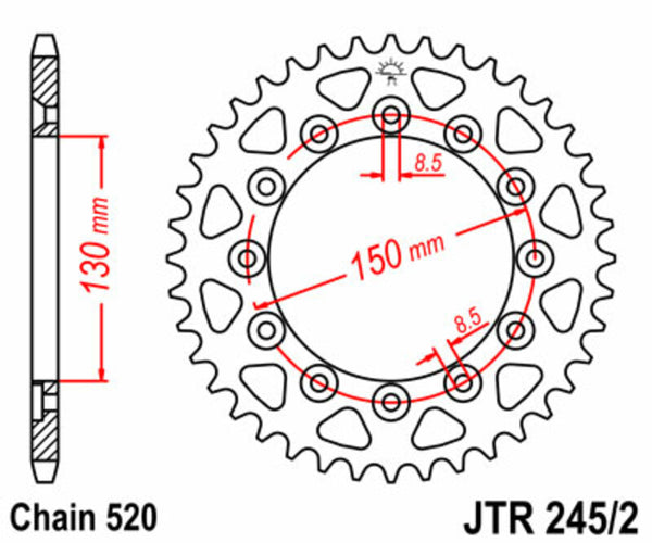 JT Sprock's Steel Standard Rear Sprock 245/2 - 520 JTR245/2.48