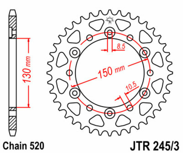 JT Sprock's Steel Standard bageste sprock 245/3 - 520 JTR245/3.45