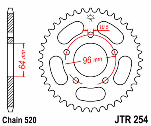 JT Sprock's Steel Standard bageste sprock 254 - 520 JTR254.37