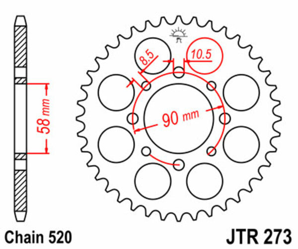 JT Sprock's Steel Standard bageste sprock 273 - 520 JTR273.44