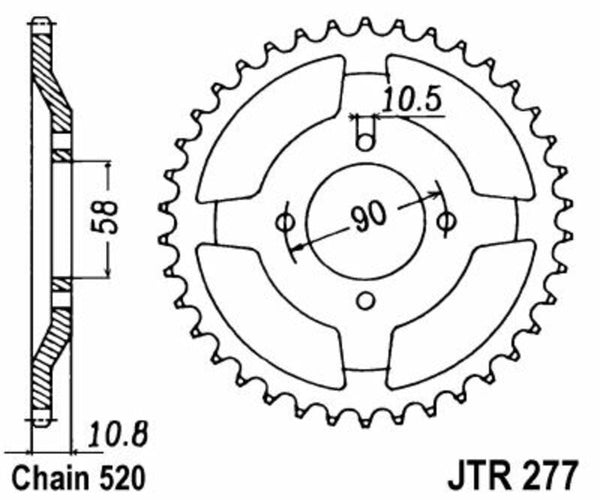 JT Sprock's Steel Standard bageste sprock 277 - 520 JTR277.45