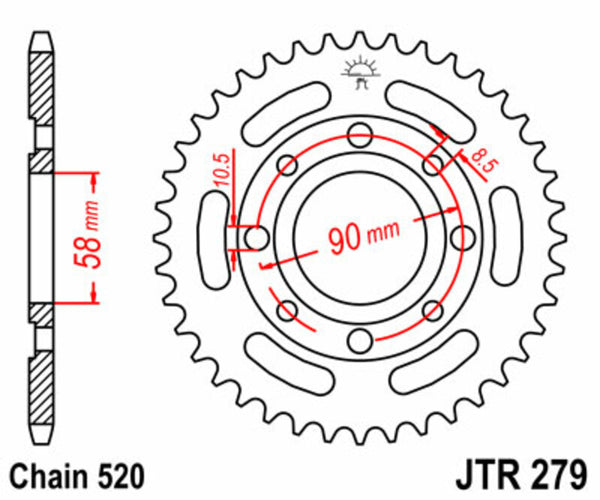JT Sprock's Steel Standard Rear Sprock 279 - 520 JTR279.31